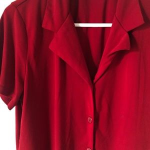 Vintage Red Button Up Blouse